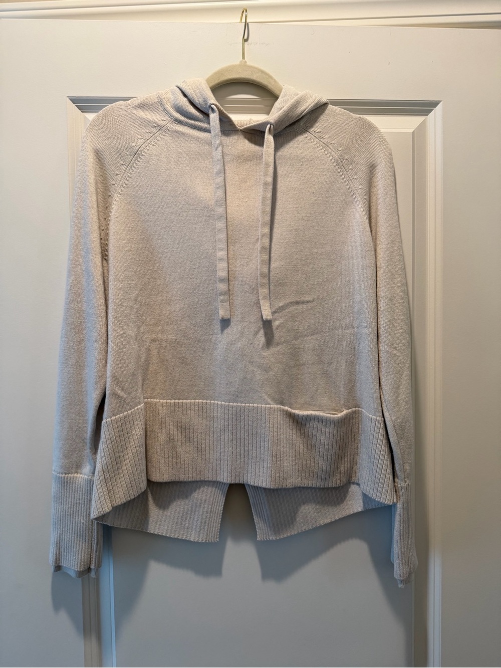 Athleta Light Cream Hooded Pullover Sweater